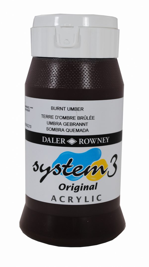 System 3 Original Acrylic Colour 500ml Burnt Umber