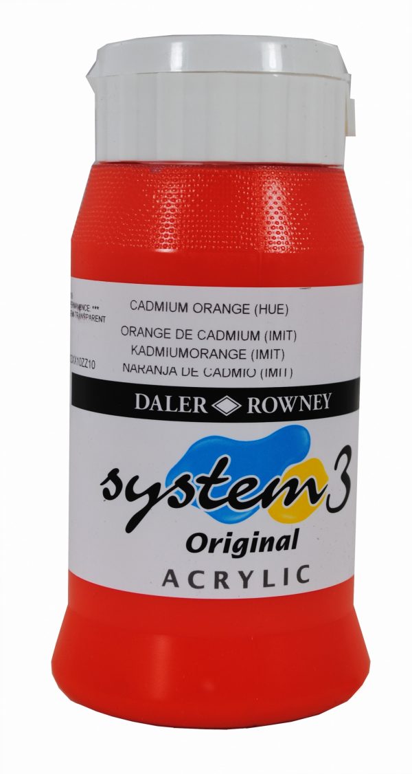 System 3 Original Acrylic Colour 500ml Cadmium Orange Hue