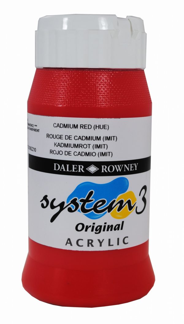 System 3 Original Acrylic Colour 500ml Cadmium Red Hue