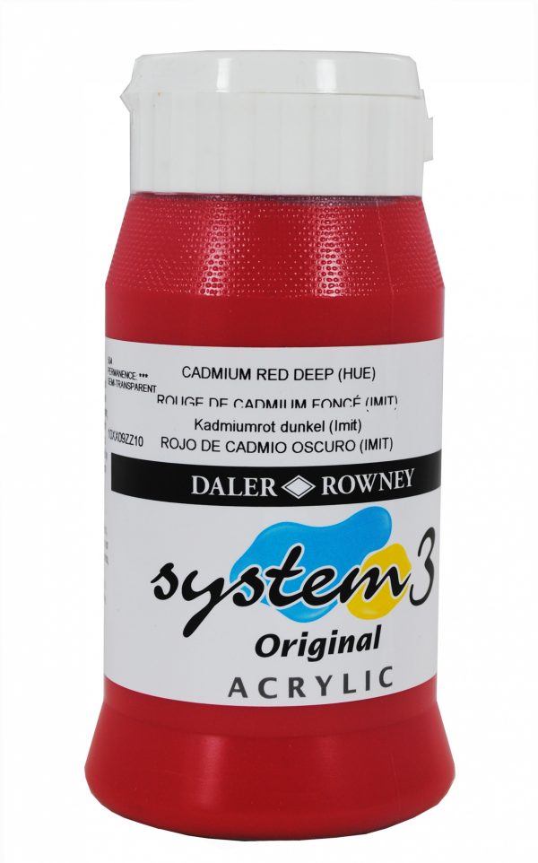 System 3 Original Acrylic Colour 500ml Cadmium Red Deep Hue