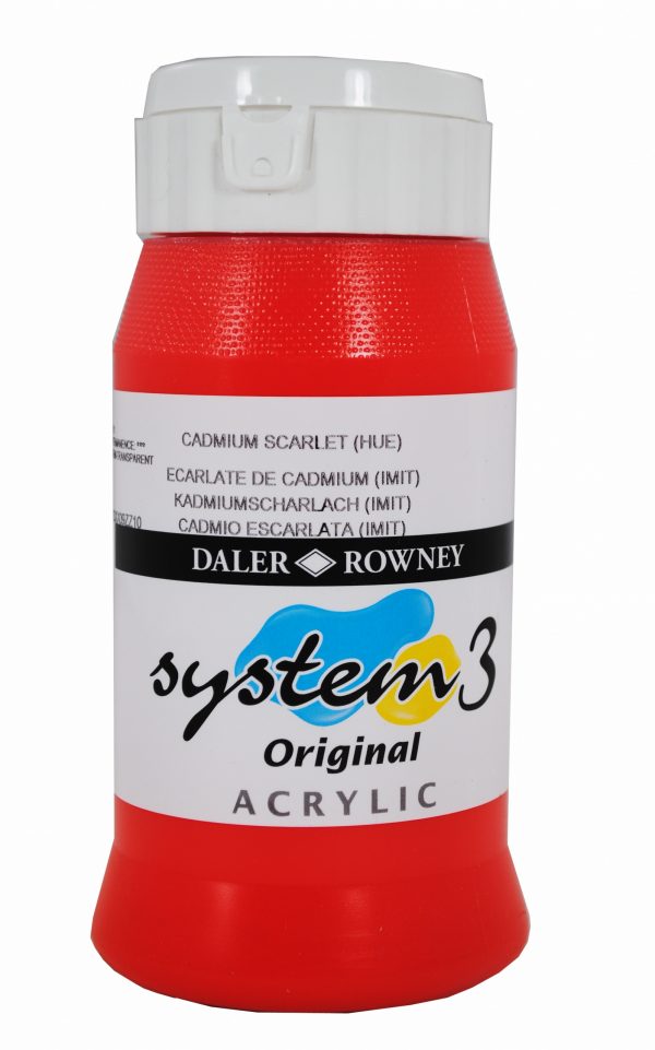 System 3 Original Acrylic Colour 500ml Cadmium Scarlet Hue