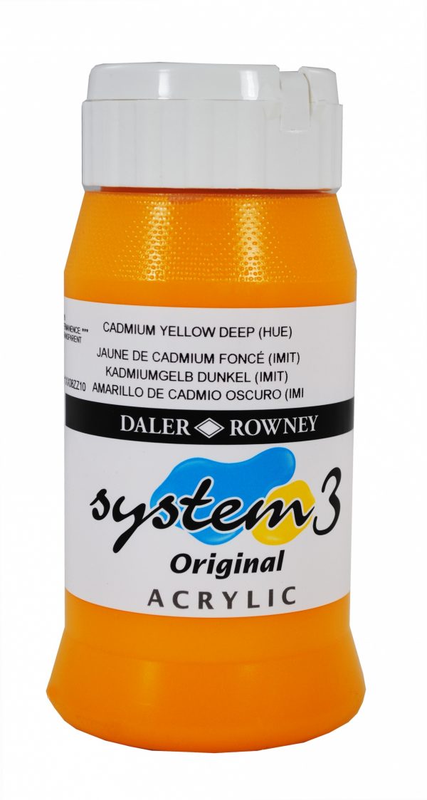 System 3 Original Acrylic Colour 500ml Cadmium Yellow Deep Hue