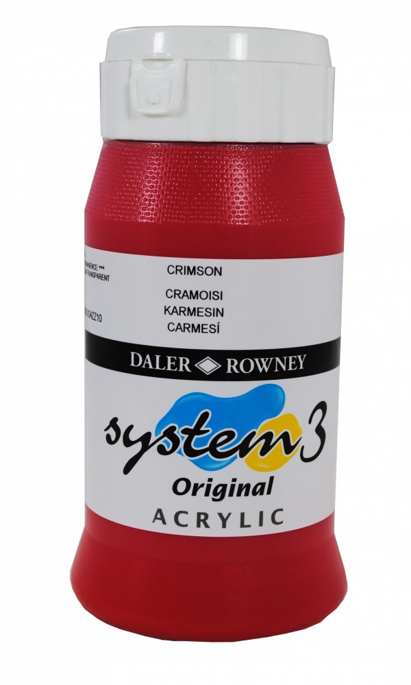 System 3 Original Acrylic Colour 500ml Crimson