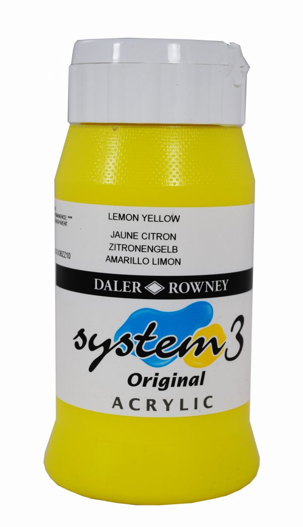 System 3 Original Acrylic Colour 500ml Lemon Yellow