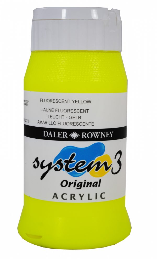 System 3 Original Acrylic Colour 500ml Fluorescent Yellow