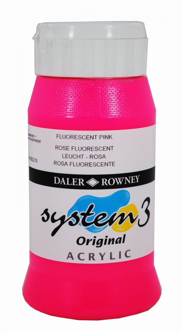 System 3 Original Acrylic Colour 500ml Fluorescent Pink