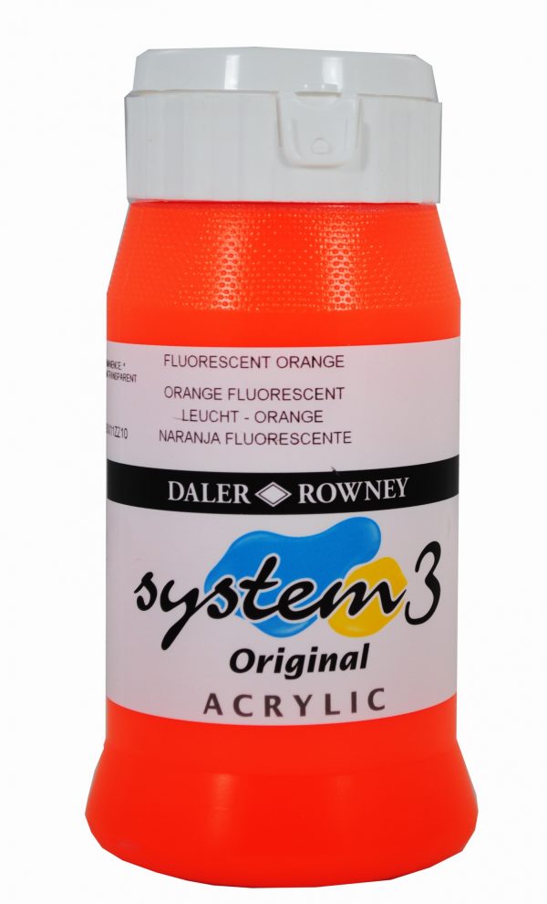 System 3 Original Acrylic Colour 500ml Fluorescent Orange