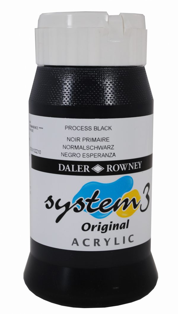 System 3 Original Acrylic Colour 500ml Process Black