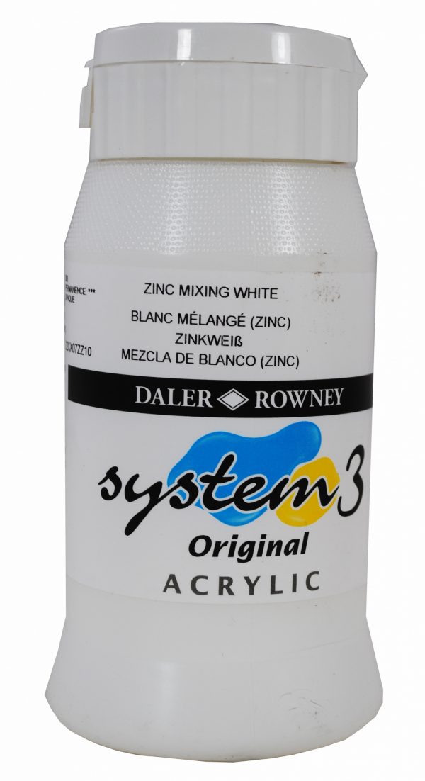 System 3 Original Acrylic Colour 500ml Zinc Mixing White