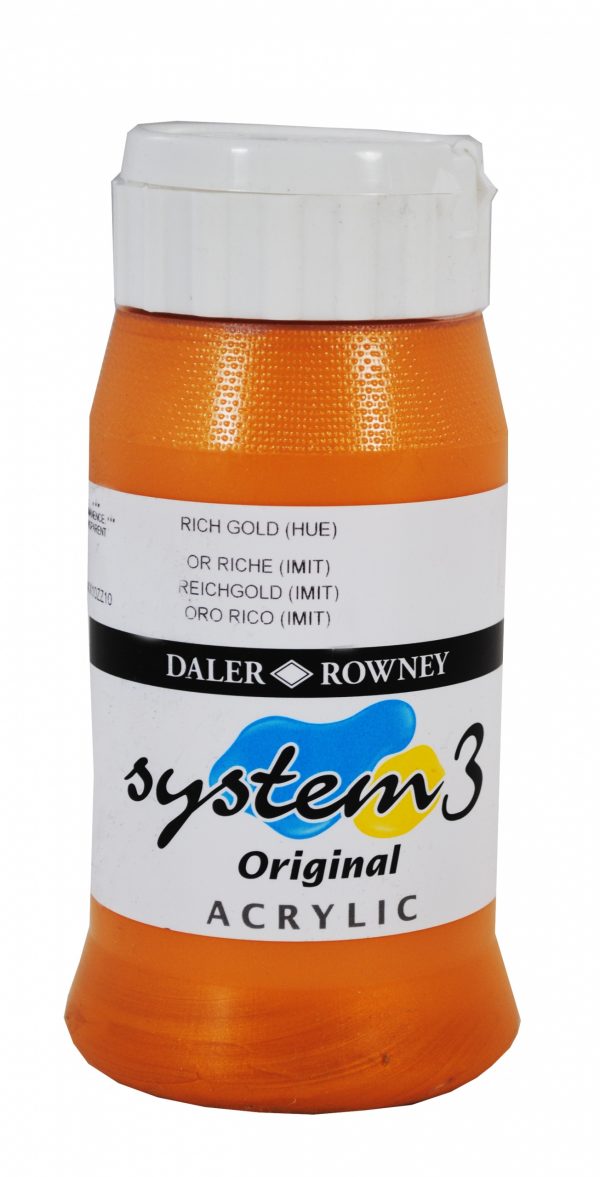 System 3 Original Acrylic Colour 500ml Rich Gold Hue